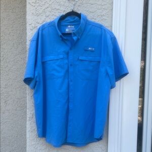 Silver Bait Men's Blue Short Sleeve Fishing 
Button up Shirt Size XXL